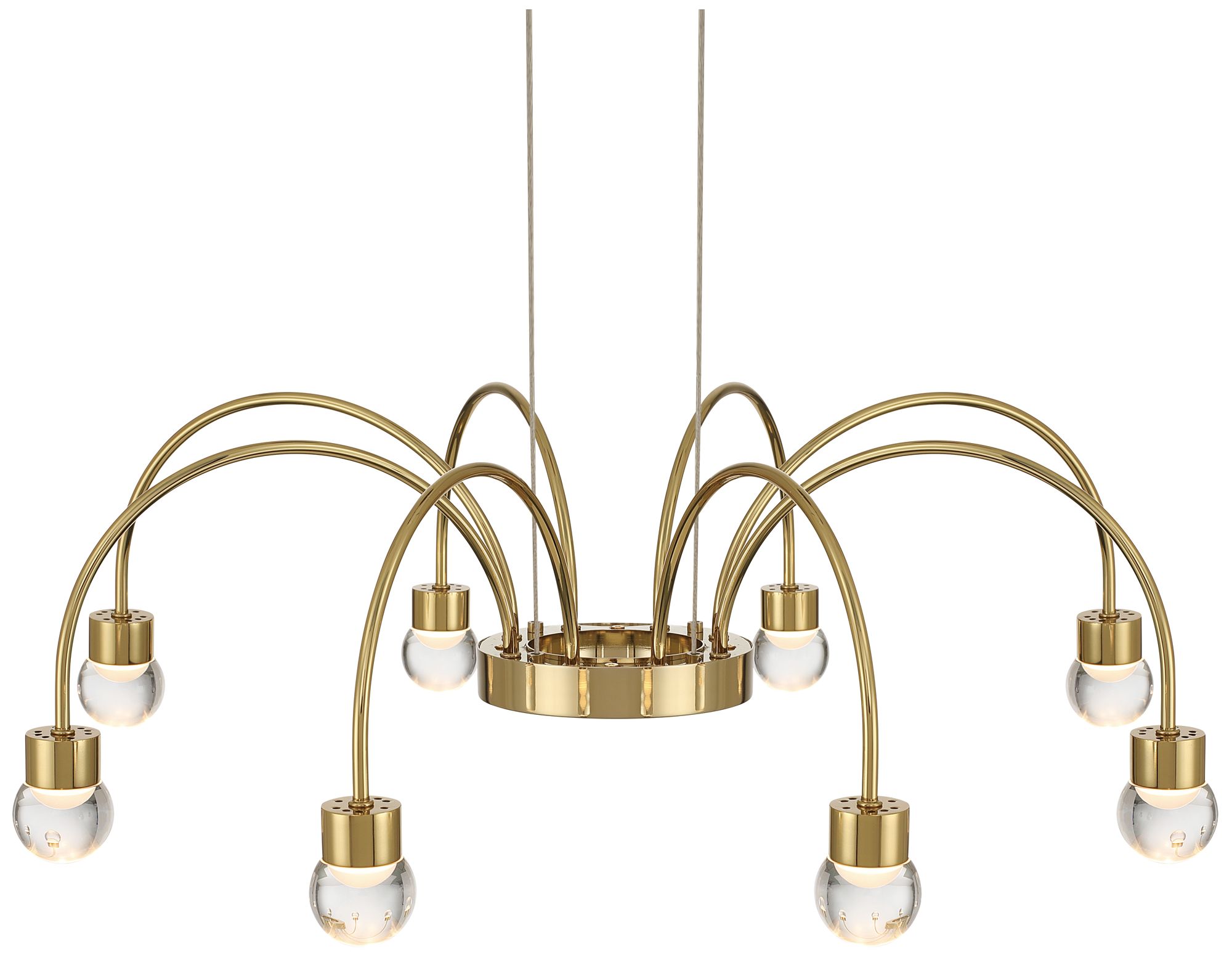 Vario Integrated LED 8 light Chandelier in Titanium Gold w Globe diffusers