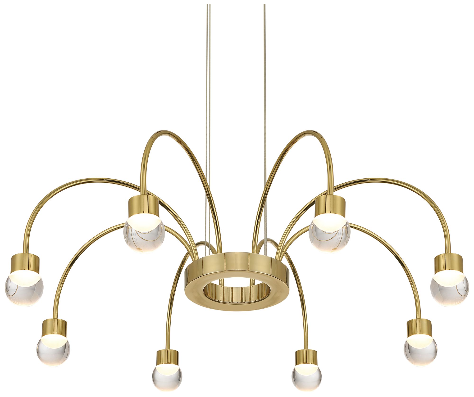 Vario Integrated LED 8 light Chandelier in Titanium Gold w Globe diffusers