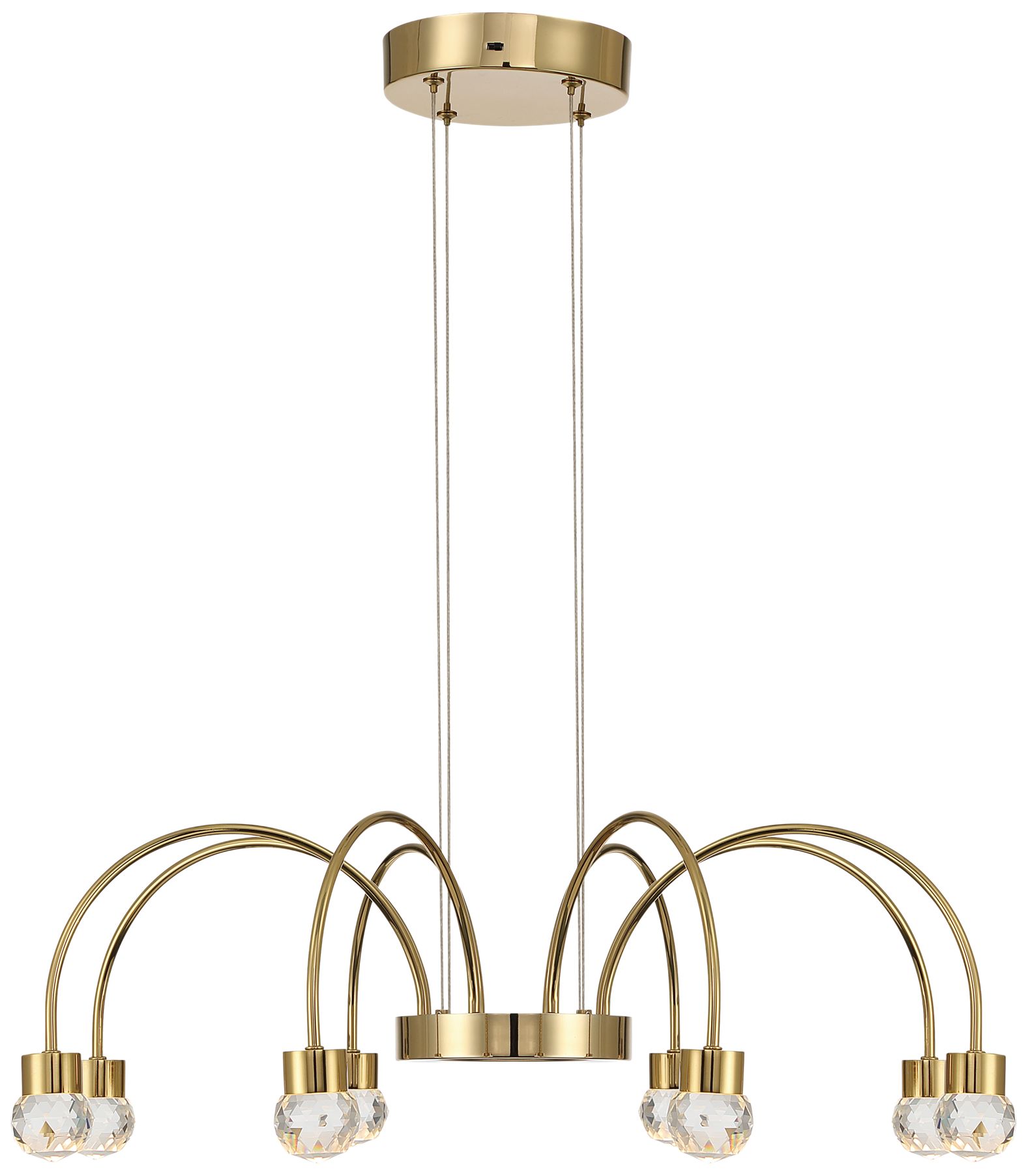 Thumbnail1 of Vario Integrated LED 8 light Chandelier in Titanium Gold w Rose diffusers
