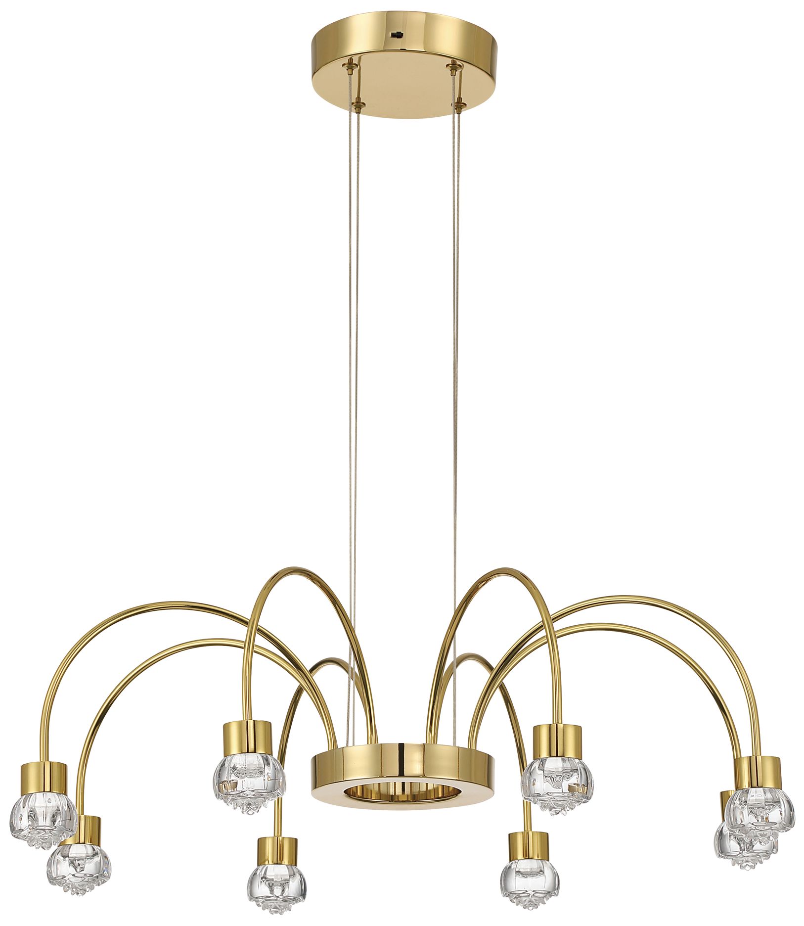 Thumbnail2 of Vario Integrated LED 8 light Chandelier in Titanium Gold w Rose diffusers more views