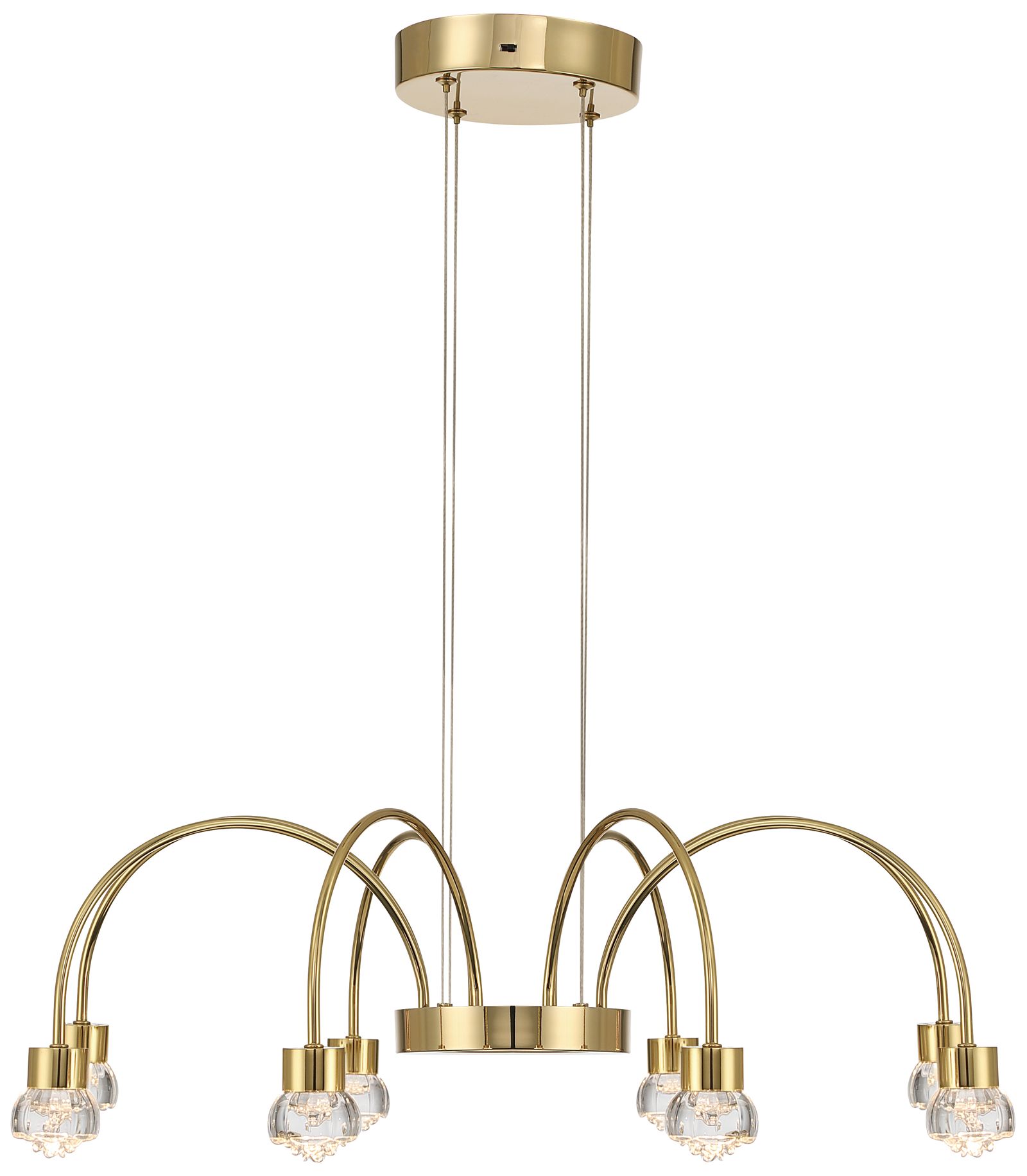 Thumbnail3 of Vario Integrated LED 8 light Chandelier in Titanium Gold w Rose diffusers more views