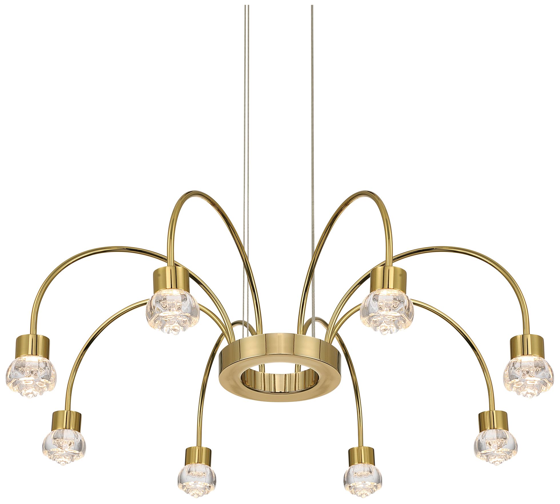 Vario Integrated LED 8 light Chandelier in Titanium Gold w Rose diffusers