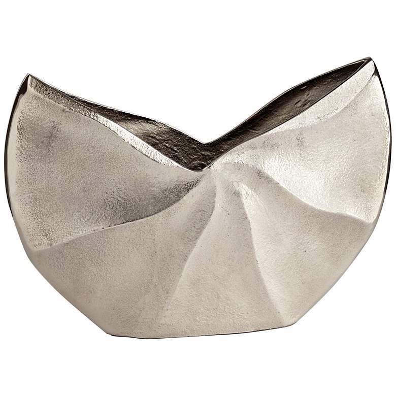 Image 1 Varix 12 inch Wide Raw Nickel Finish Seashell Vase