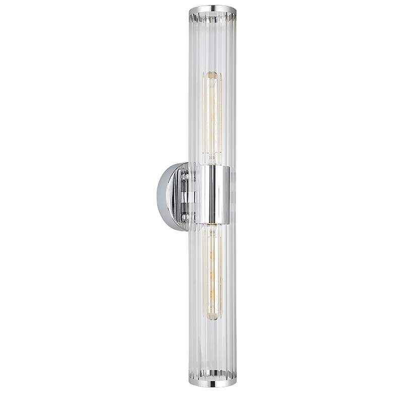 Image 1 Varvara 4.75" Wide 2-Light Chrome Bath Light With Groved Clear Glass S