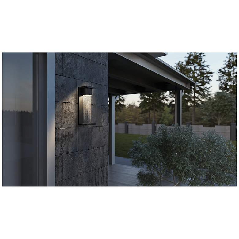 Image 2 Vasari 11.75" High Black LED Outdoor Sconce with Clear Seeded Glass Shade more views
