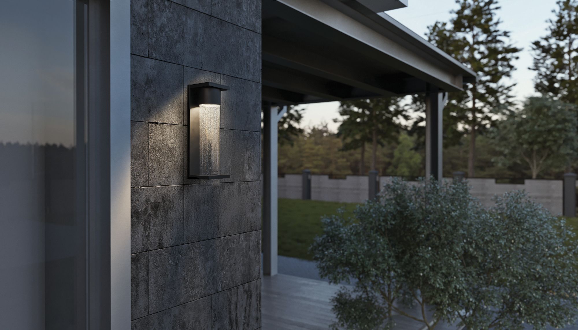 Image 3 Vasari 11.75" High Black LED Outdoor Sconce with Clear Seeded Glass Shade more views