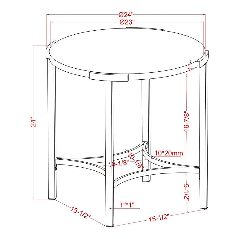 Image 7 Vasket 24" Wide Champagne and White Round End Table more views