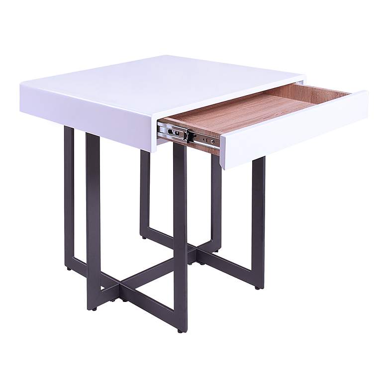 Image 3 Vasket 24" Wide White Black 1-Concealed Drawer End Table more views