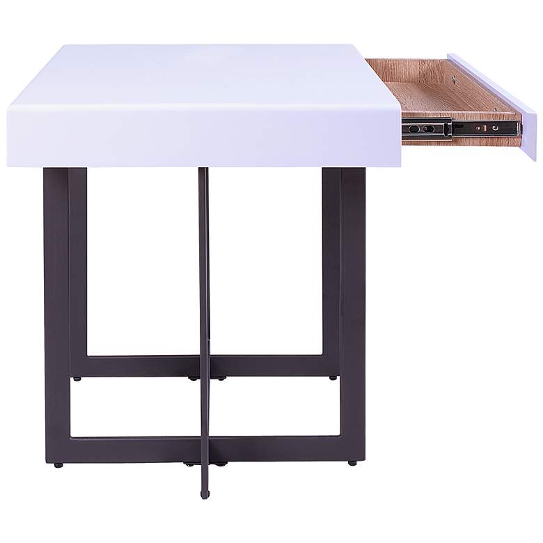 Image 5 Vasket 24 inch Wide White Black 1-Concealed Drawer End Table more views