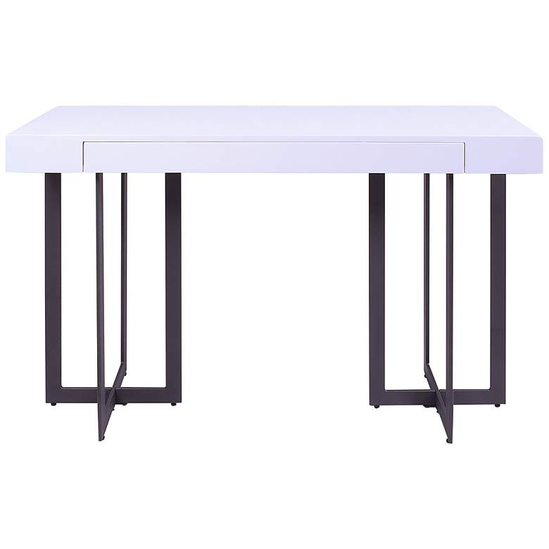 Image 2 Vasket 47 1/4"W White Black 1-Concealed Drawer Console Table