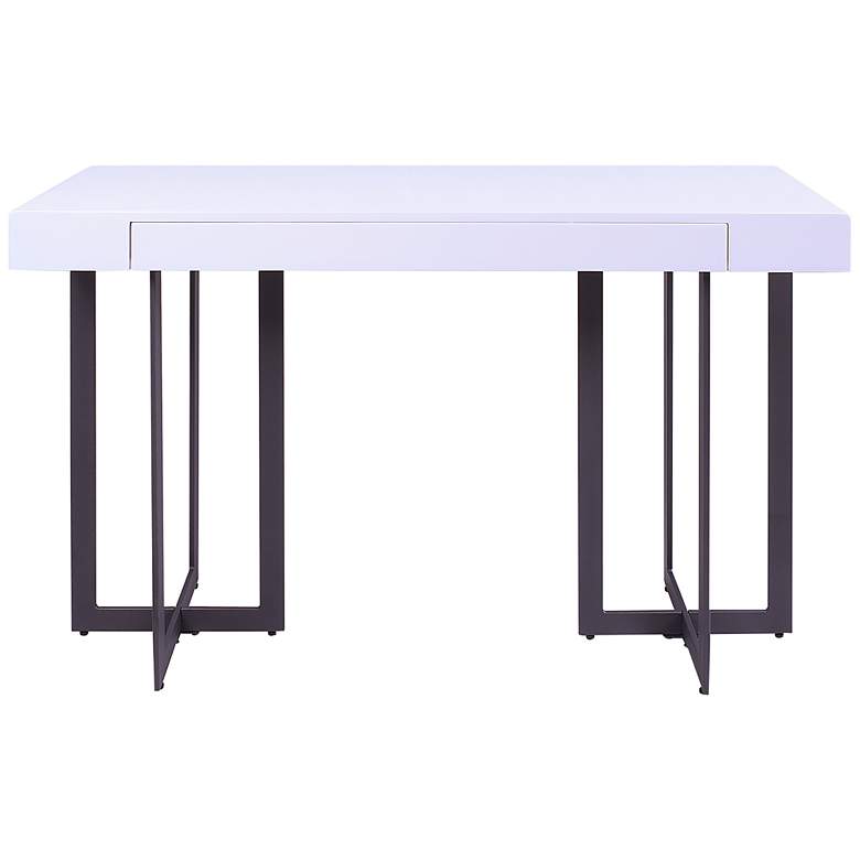 Image 2 Vasket 47 1/4 inchW White Black 1-Concealed Drawer Console Table