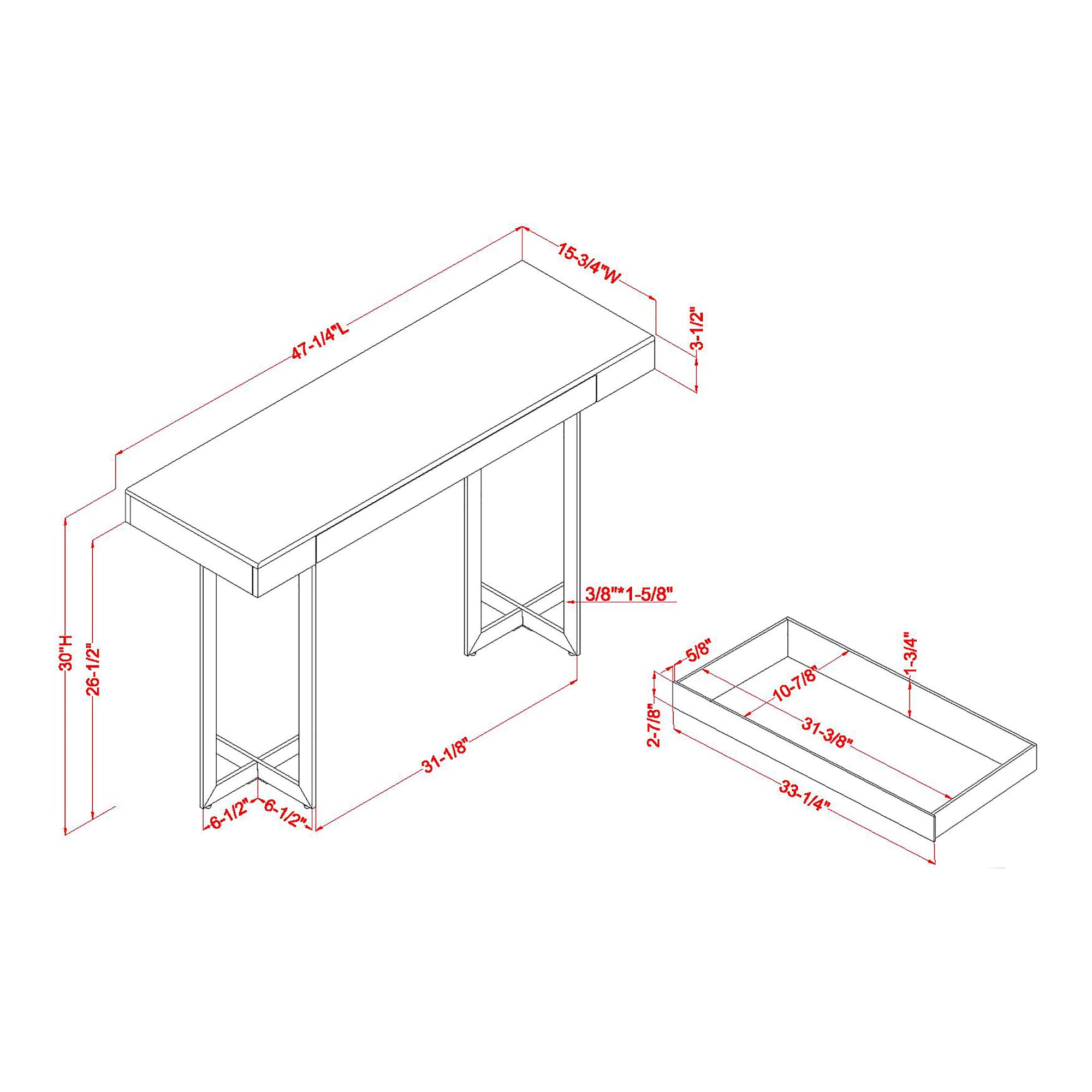 Vasket 47 1/4"W White Black 1-Concealed Drawer Console Table