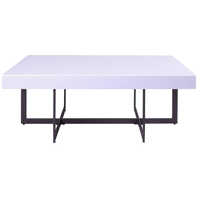 Image 2 Vasket 47 1/4 inchW White Black 2-Concealed Drawer Coffee Table