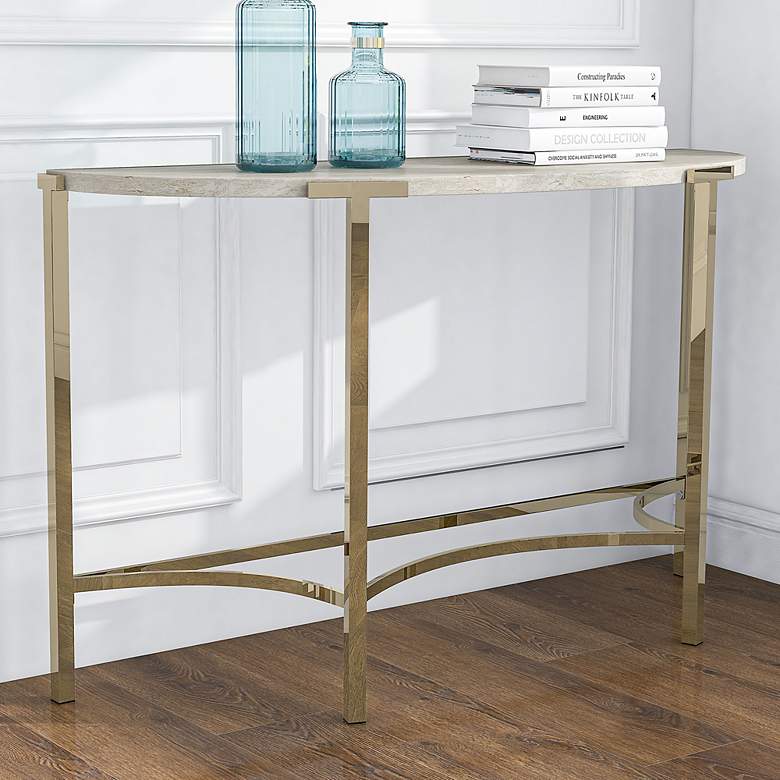 Image 1 Vasket 48 1/4" Wide Champagne and White Sofa Console Table