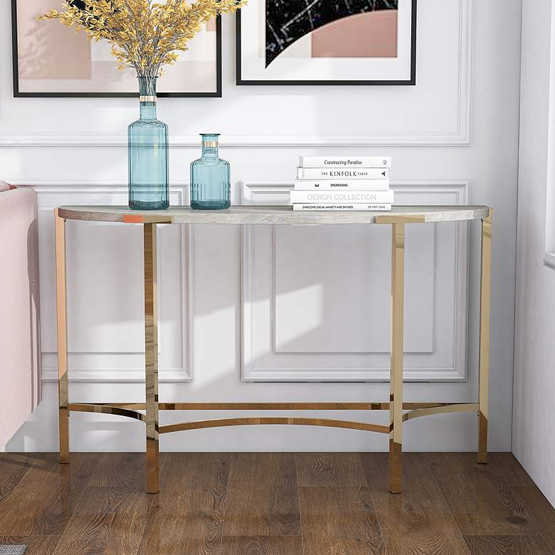 Image 7 Vasket 48 1/4" Wide Champagne and White Sofa Console Table more views