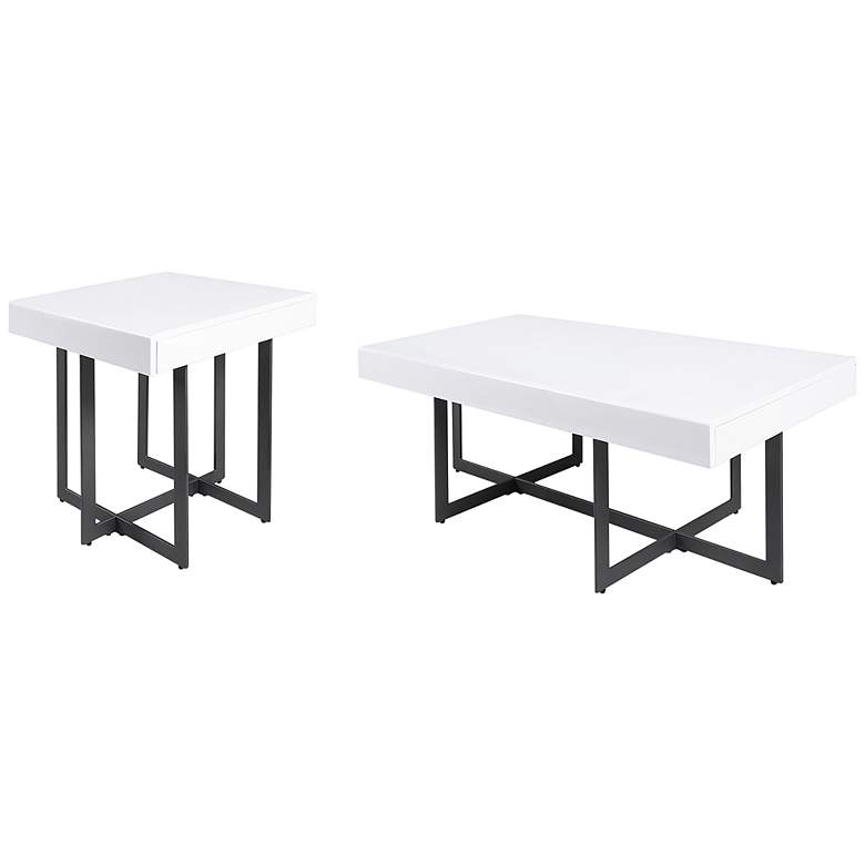 Image 2 Vasket White Black 2-Piece Coffee Table Set