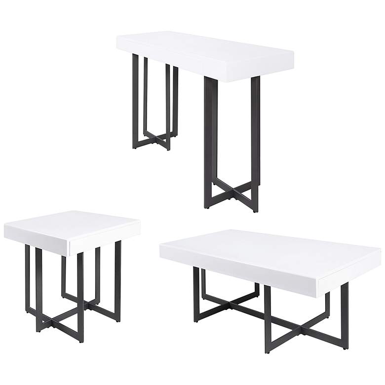Image 2 Vasket White Black 3-Piece Coffee Table Set