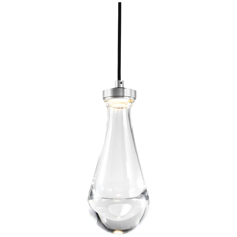 Image 1 Vaso LED 3CCT 1-Light Clear Rain Drop Glass Polished Nickel Mini-Pendant