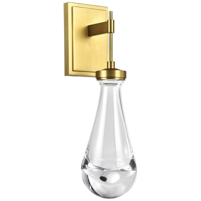 Image 1 Vaso LED 3CCT 1-Light Heavy Clear Rain Drop Glass Aged Brass Wall Sconce