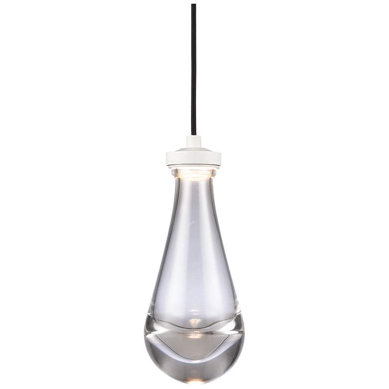 Image 1 Vaso LED 3CCT 1-Light Heavy Clear Rain Drop Glass Matte White Mini-Pendant
