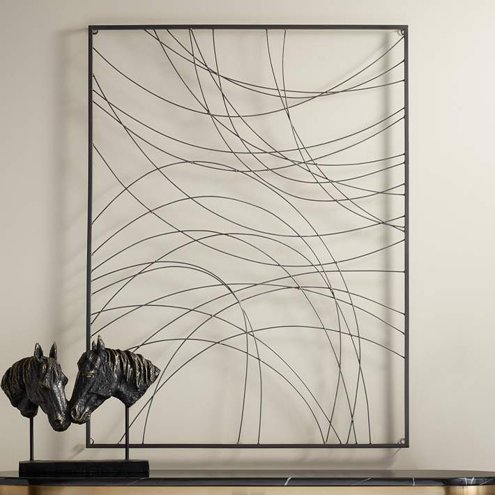 Vassa 39 1/2 High Black Wire Rectangular Metal Wall Art - #078W1