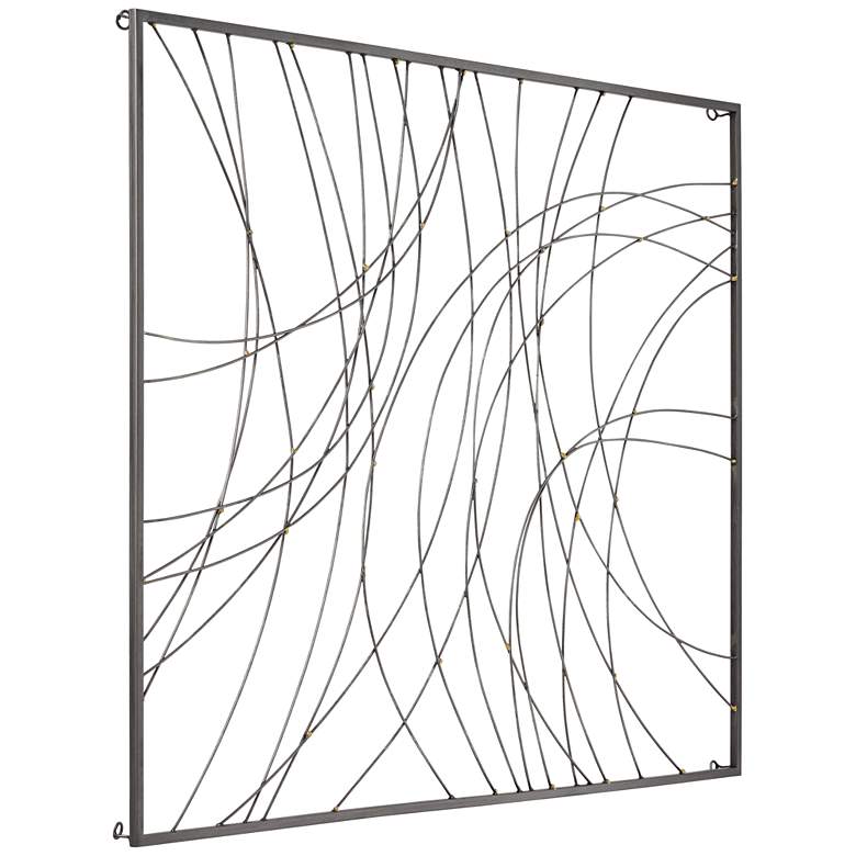 Image 7 Vassa 39 1/2 inch High Black Wire Rectangular Metal Wall Art more views