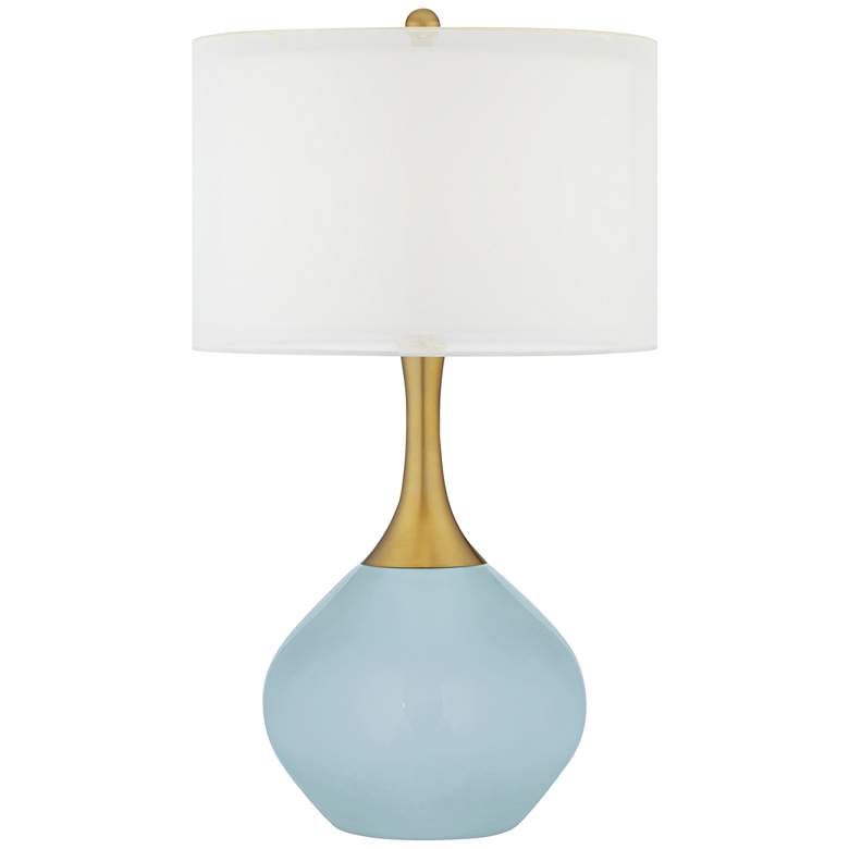 Image 1 Vast Sky Blue Gray Nickki Brass Modern Table Lamp