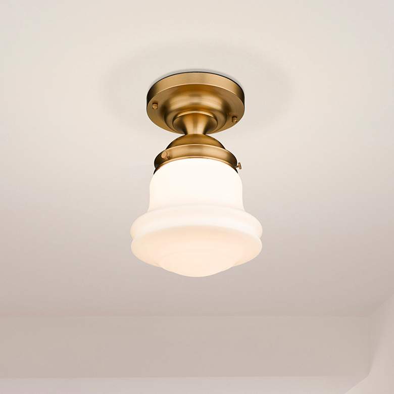 Image 2 Vaughn 10 1/2" Wide Heritage Brass Ceiling Light