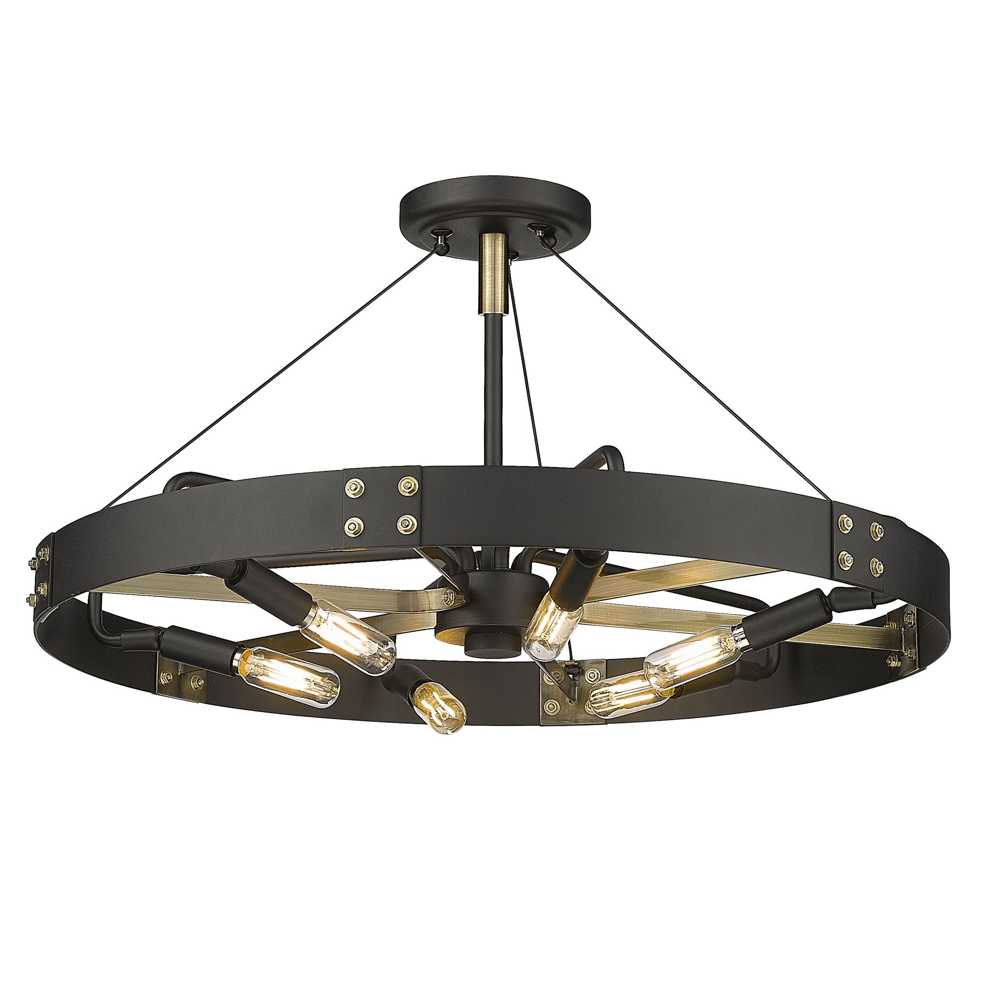 Vaughn 22 1/2" Wide Matte Black Brass 6Light Ceiling Light 496Y1 Lamps Plus