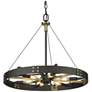 Vaughn 22 1/2" Wide Natural Black 6-Light Chandelier With Aged Brass