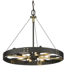 Vaughn 22 1/2&quot; Wide Natural Black 6-Light Chandelier With Aged Brass