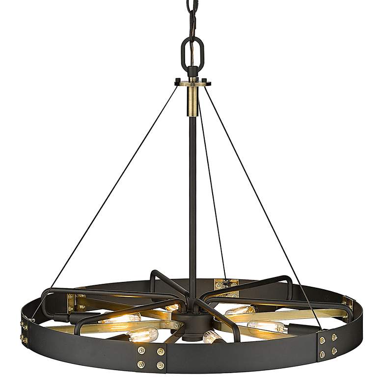 Image 6 Vaughn 22 1/2" Wide Natural Black 6-Light Chandelier With Aged Brass more views