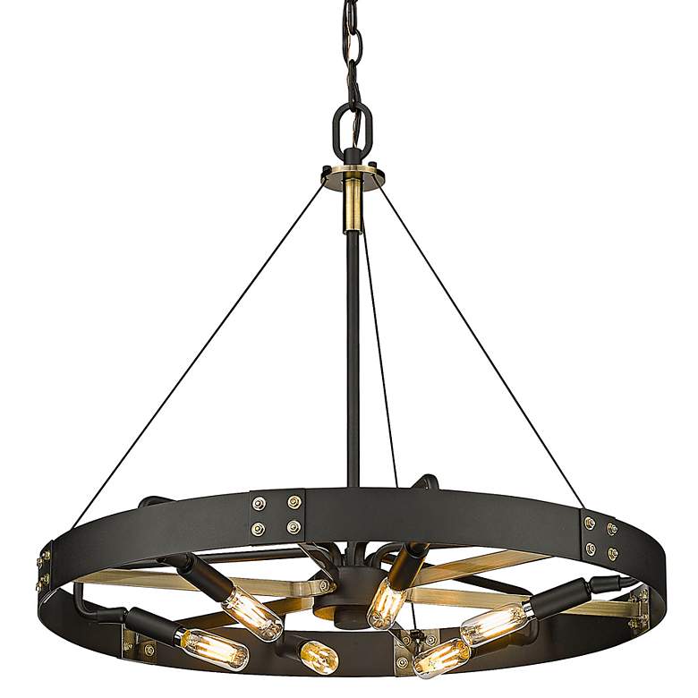 Image 7 Vaughn 22 1/2" Wide Natural Black 6-Light Chandelier With Aged Brass more views