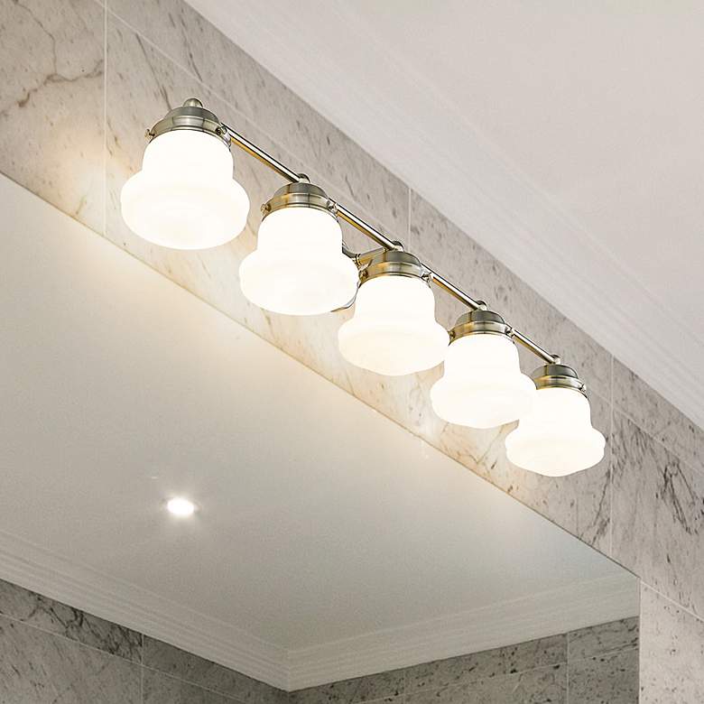 Image 1 Vaughn 40 3/4" Wide Brushed Nickel 5-Light Vanity Bath Light