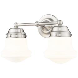 Vaughn 9 1/2" High Brushed Nickel 2-Light Wall Sconce
