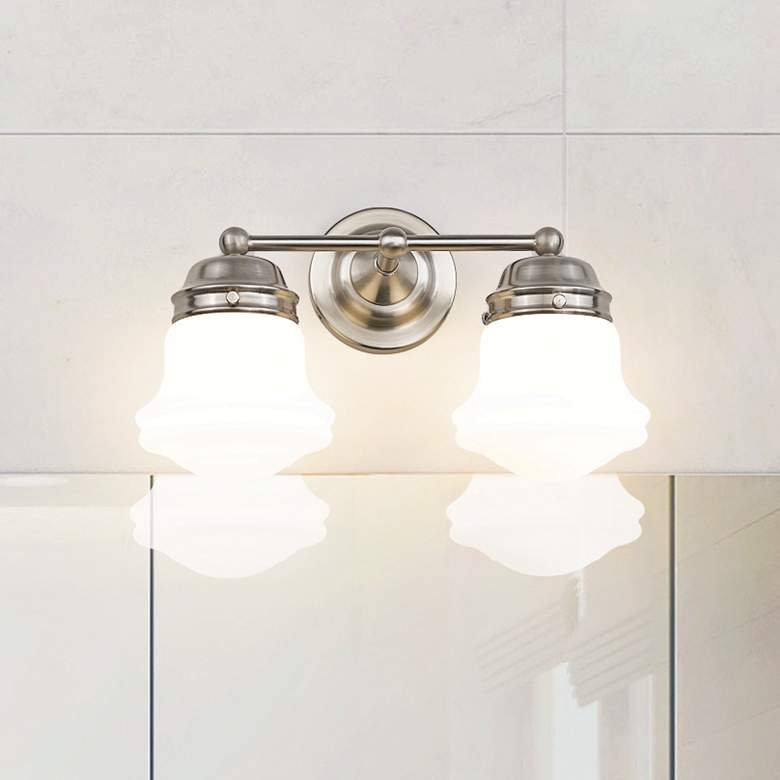 Image 2 Vaughn 9 1/2" High Brushed Nickel 2-Light Wall Sconce