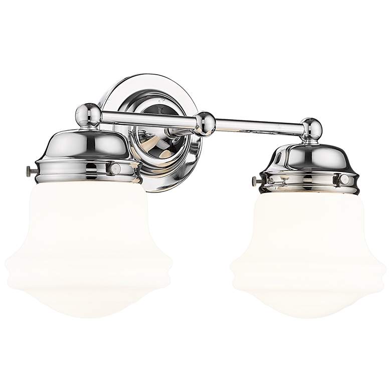 Image 2 Vaughn 9 1/2" High Chrome and Opal Glass 2-Light Wall Sconce