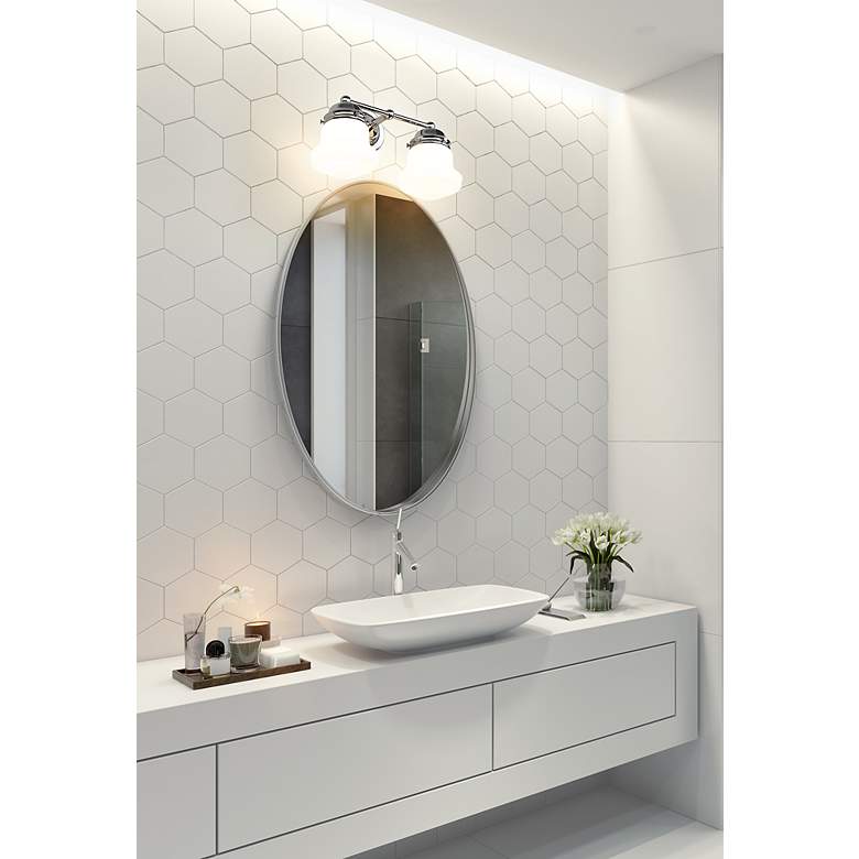 Image 3 Vaughn 9 1/2" High Chrome and Opal Glass 2-Light Wall Sconce more views