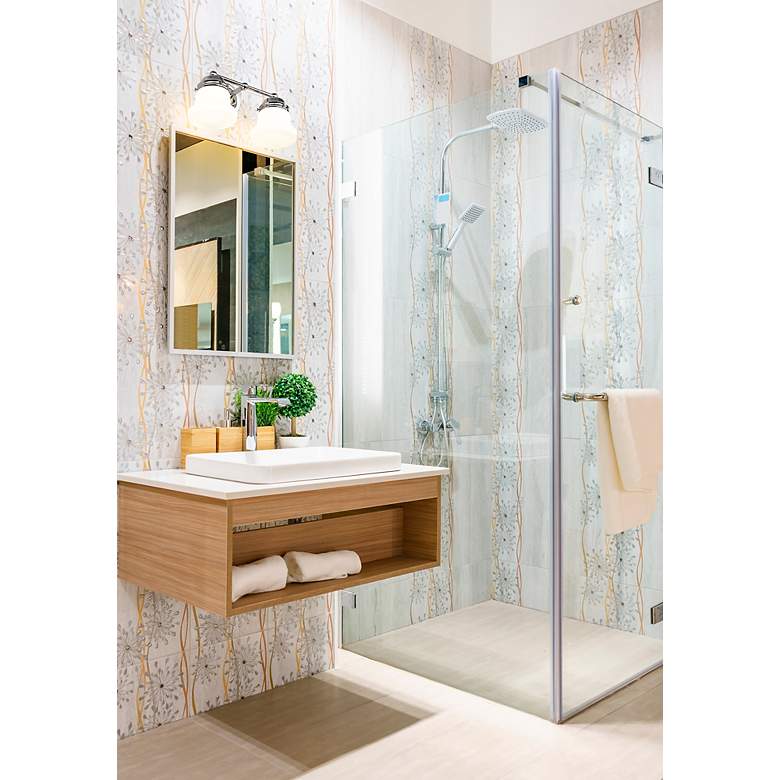 Image 4 Vaughn 9 1/2" High Chrome and Opal Glass 2-Light Wall Sconce more views