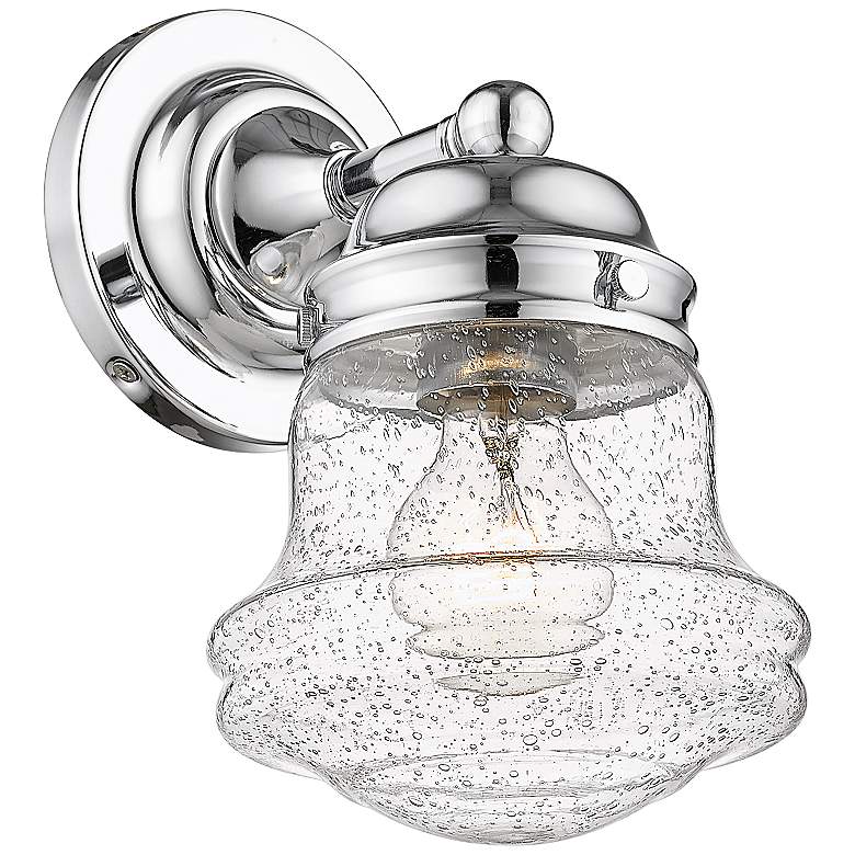 Image 3 Vaughn 9 1/2" High Chrome and Seedy Glass Wall Sconce