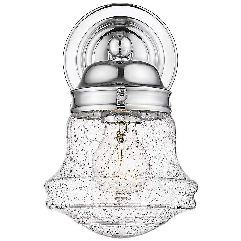 Image 5 Vaughn 9 1/2" High Chrome and Seedy Glass Wall Sconce more views