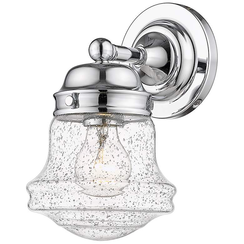 Image 6 Vaughn 9 1/2" High Chrome and Seedy Glass Wall Sconce more views