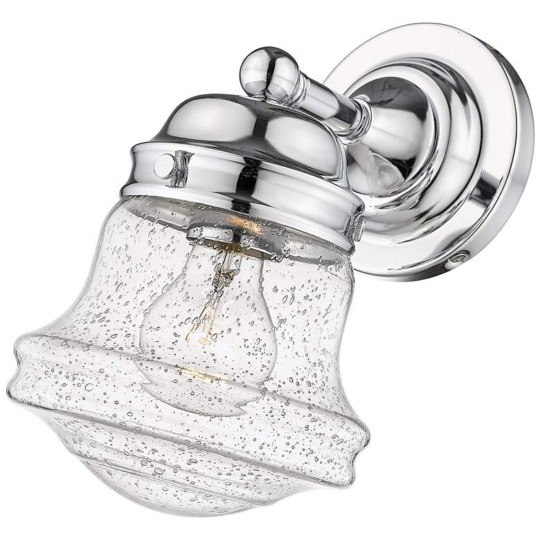 Image 7 Vaughn 9 1/2" High Chrome and Seedy Glass Wall Sconce more views
