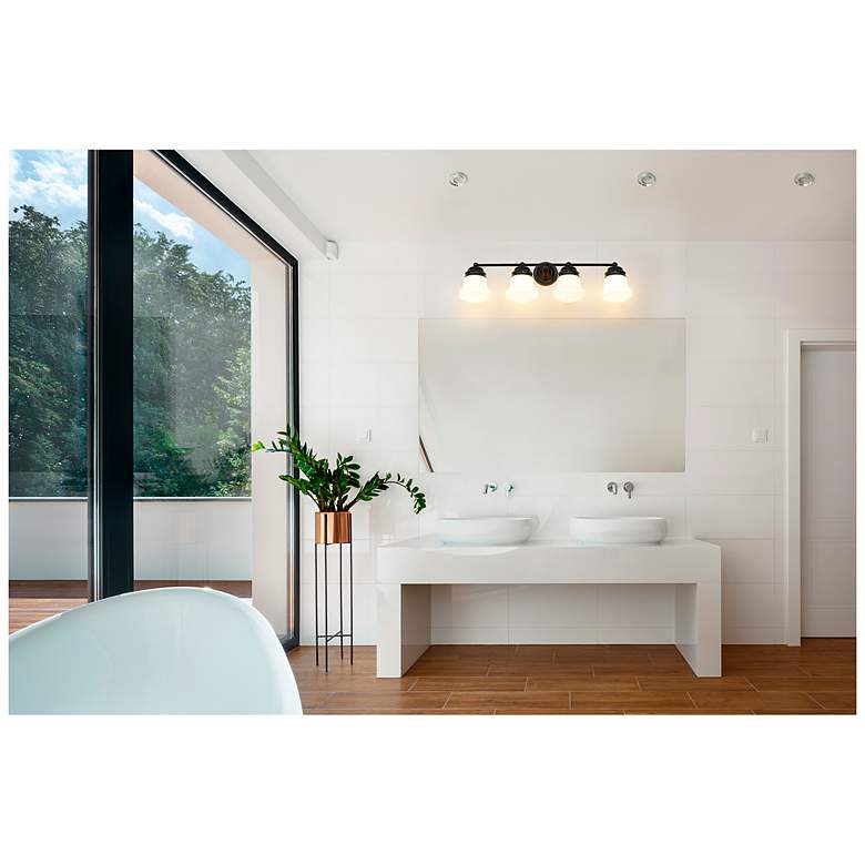 Matte Black 4-Light Bathroom Vanity Fixture - #752R3 | Lamps Plus