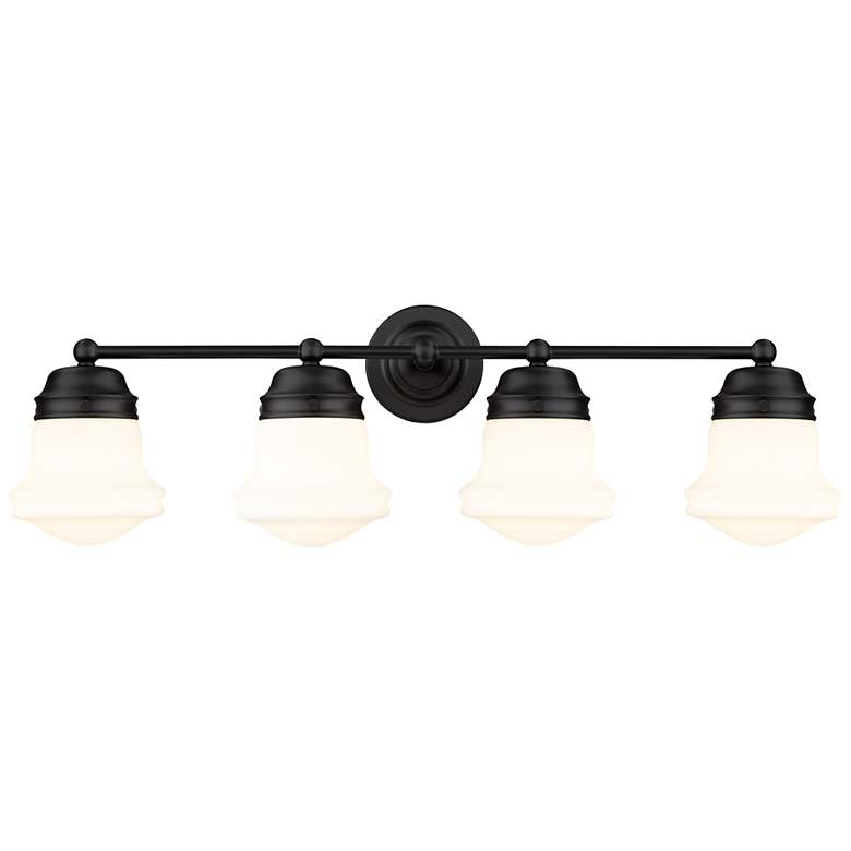 Matte Black 4-Light Bathroom Vanity Fixture - #752R3 | Lamps Plus