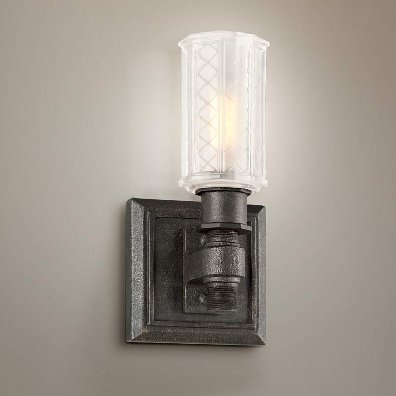 Image 1 Vault 9 1/4 inch High Aged Pewter Wall Sconce