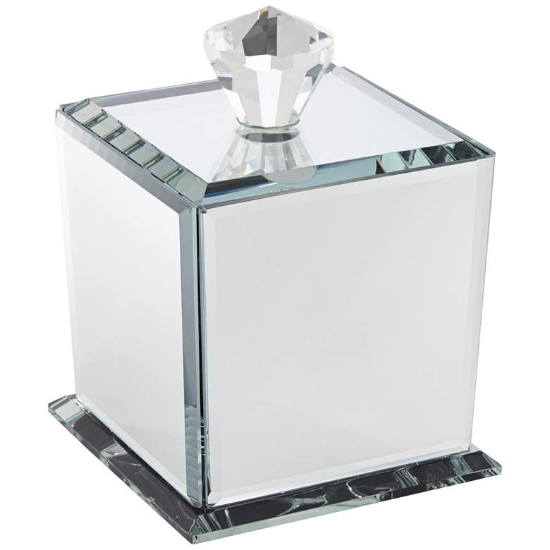 Image 1 Vavi 6 1/4 inch High Clear Glass Jewelry Box with Lid