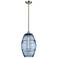 Vaz 10" Wide Brushed Satin Nickel Mini Pendant w/ Blue Glass