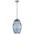 Vaz 10" Wide Brushed Satin Nickel Mini Pendant w/ Blue Glass