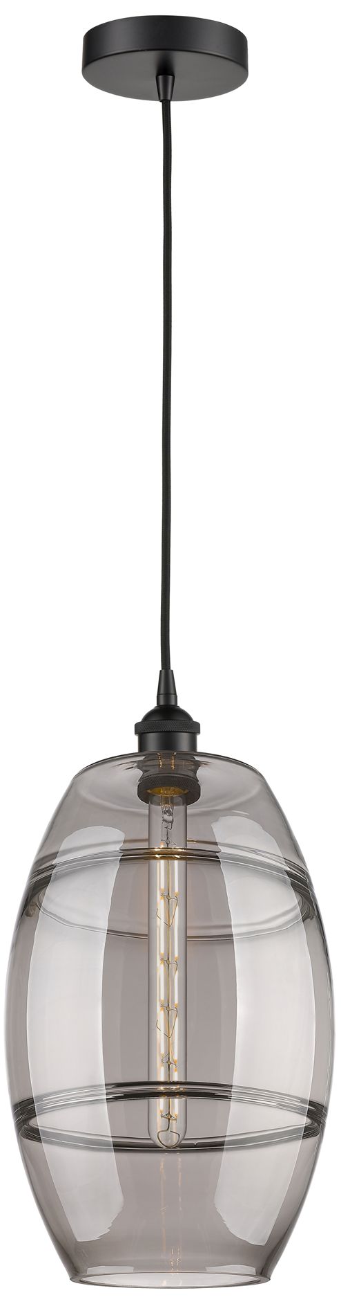 Vaz 10" Wide Matte Black Mini Pendant w/ Light Smoke Shade